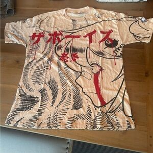 Graphic Men's Tee with Bold Design - Beige, Red and Black; new without tags